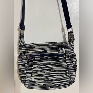 Kouliya Striped Navy and White Crossbody Bag EUC